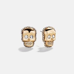 Baublebar Gold And Pavé Skull Stud Halloween Earrings